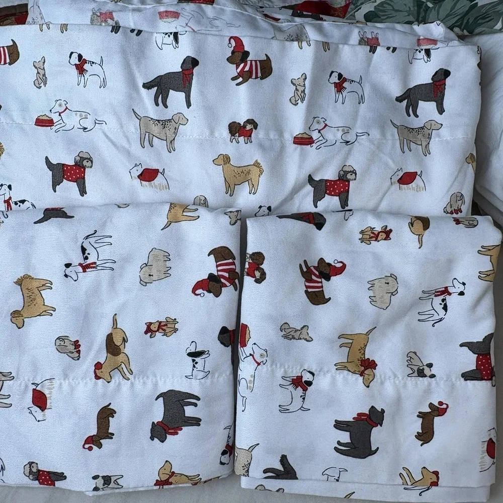 Cuddl Duds Sheets Queen Set Dogs Flat And Fitted Microfiber Extra Soft Holiday